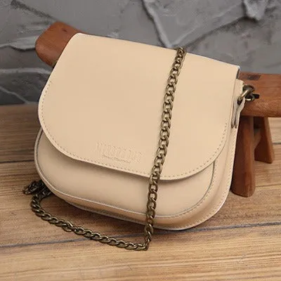 Cute Black LEATHER Flip Chain Side Bag Handmade WOMEN Saddle Phone Crossbody BAG Purse FOR WOMEN