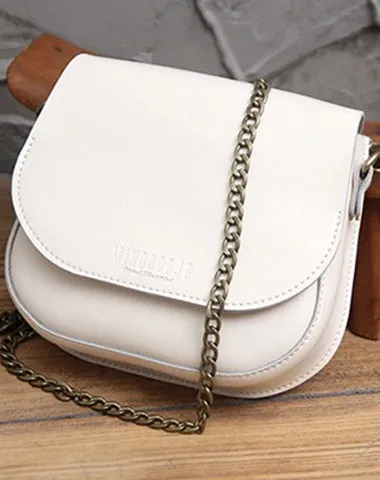 Cute Black LEATHER Flip Chain Side Bag Handmade WOMEN Saddle Phone Crossbody BAG Purse FOR WOMEN