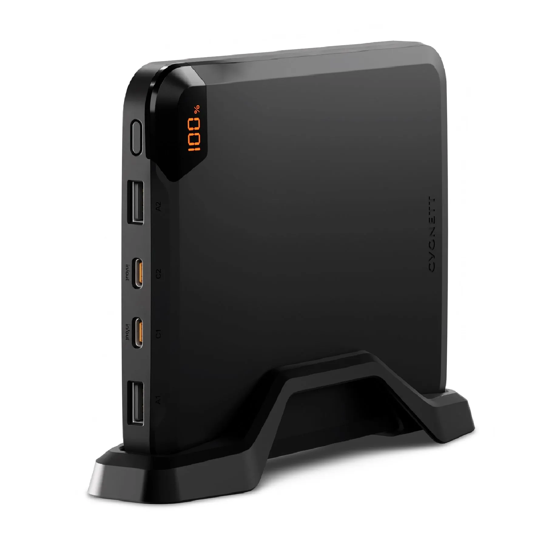 Cygnett ChargeUp VertPWR 25K Laptop Power Bank & stand - Obsidian (CY5128PBCHE) Powerful four-way Charging 40CM USB-C Cable 2 Yrs