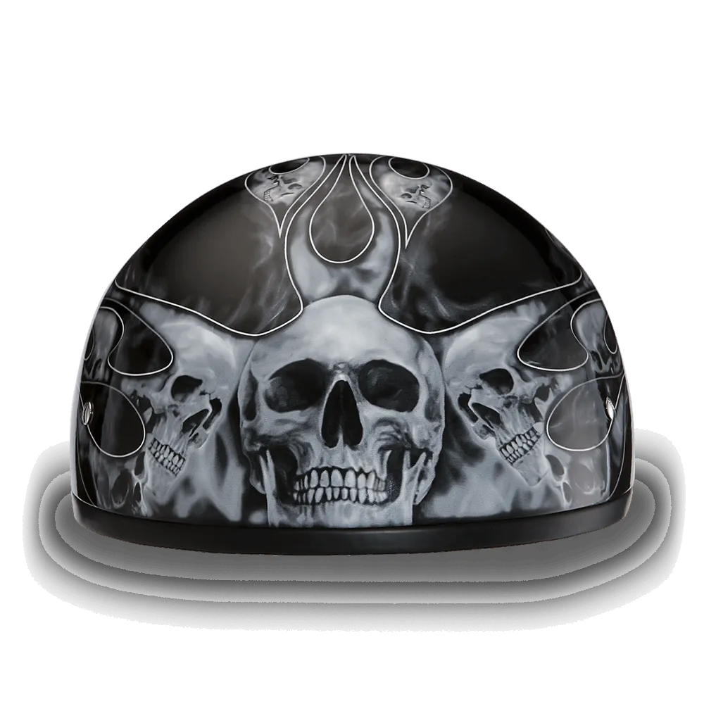 D6-SFS D.O.T. Daytona Skull Cap with Skull Flames