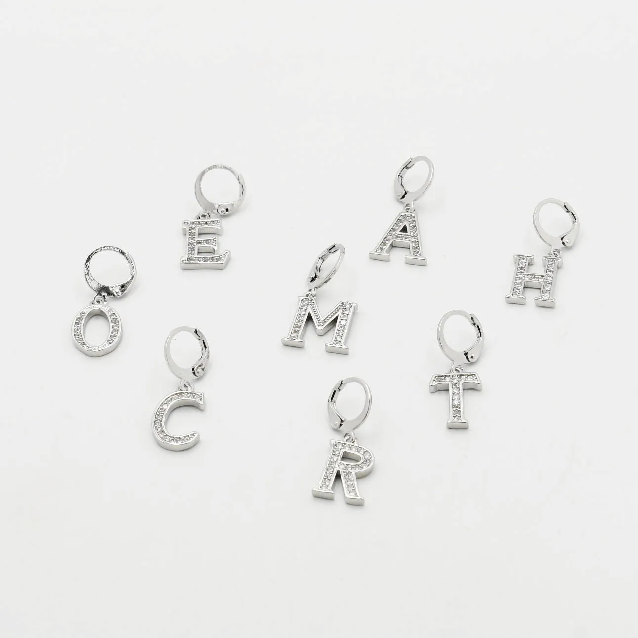 Dainty Crystal Initial Silver