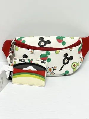 Disney Fanny Pack & Card Holder Set Mickey Mouse Food AOP Loungefly