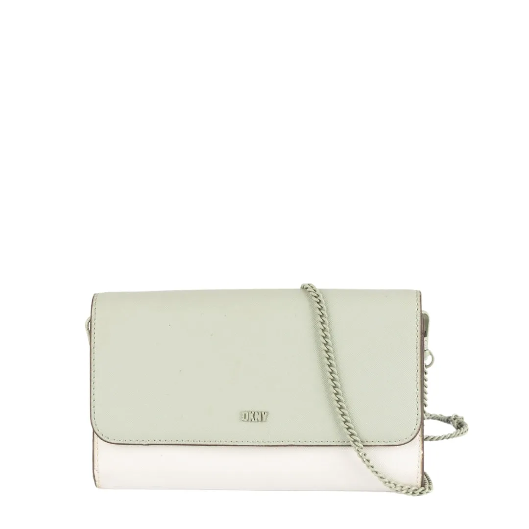 DKNY Leather Bryant Park Flap Wallet on Chain Bag