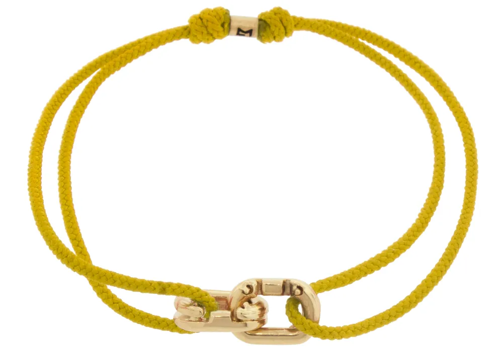 Double Friendship Links on Yellow Cord Bracelet