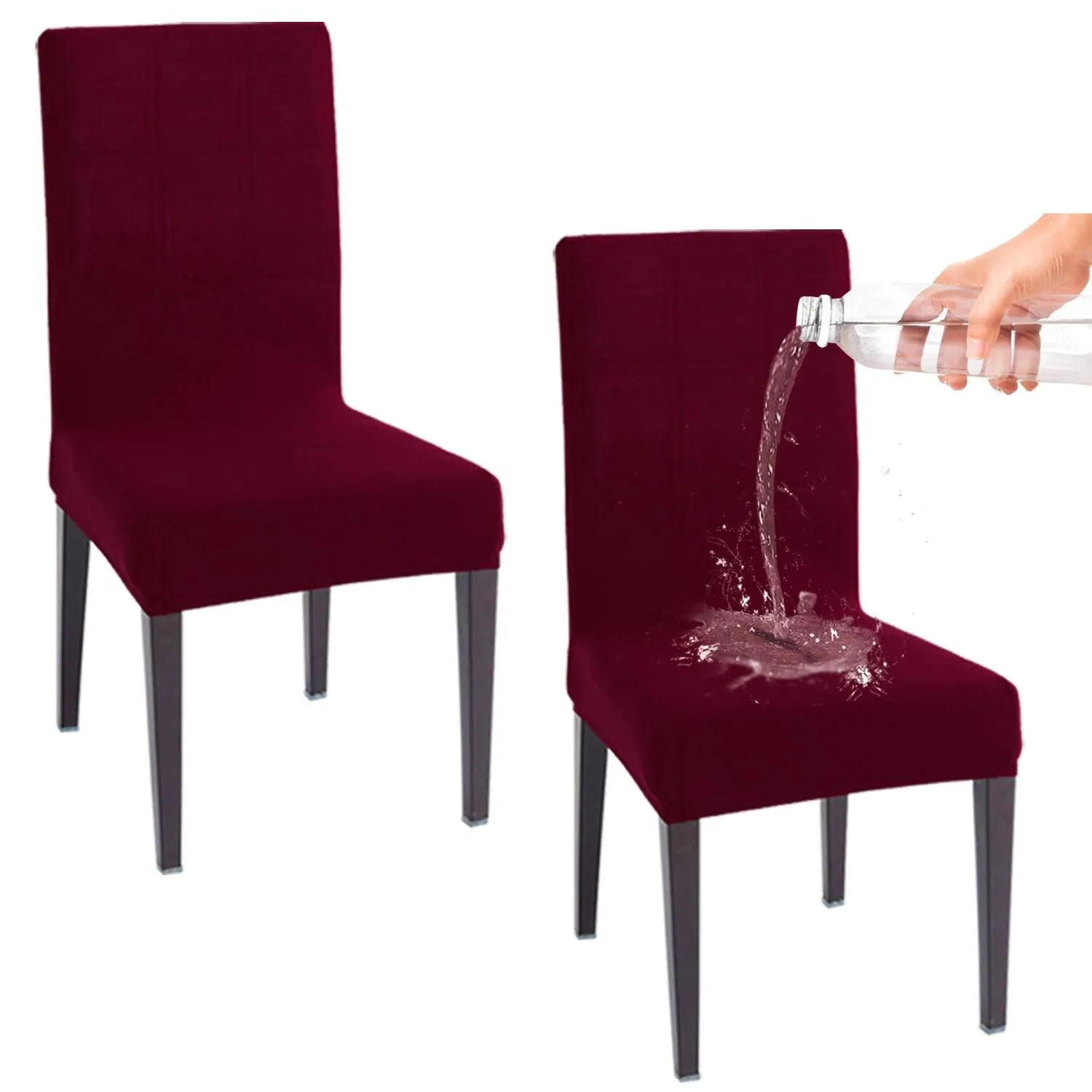 Elastic Stretchable Water Resistant Dining Chair Cover, Burgundy