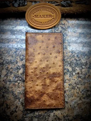 Embossed Ostrich Roper Wallet, Checkbook Wallet