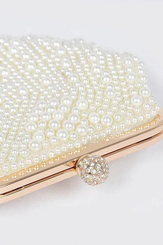 Faux Pearl Sea Shell Iconic Clutch Bag