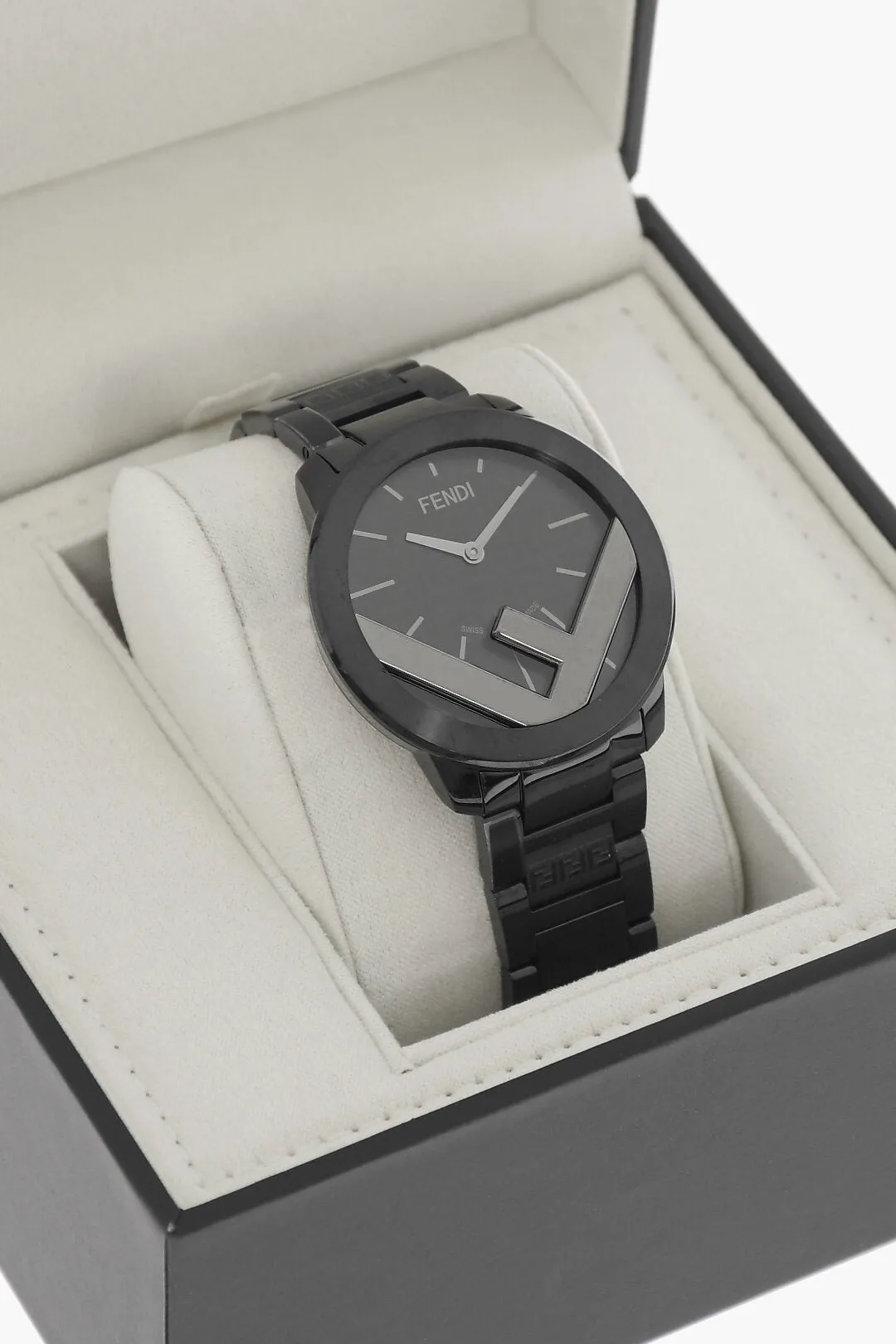 Fendi Analog Watch With Logoed Metal Strap