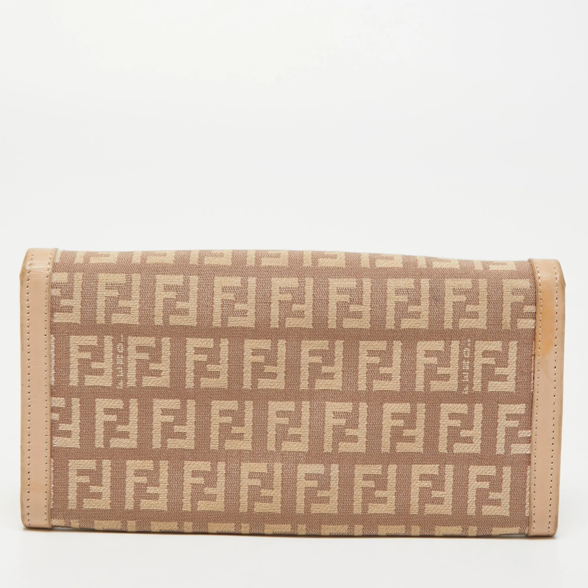 FENDI Light Pink Zucchino Canvas and Leather Forever Flap Continental Wallet