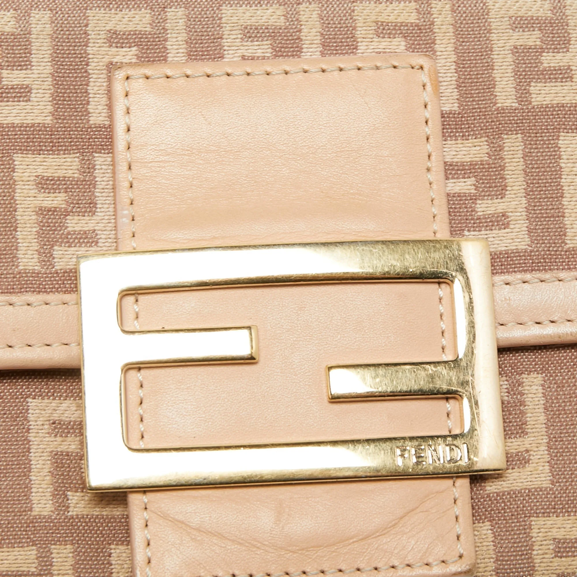 FENDI Light Pink Zucchino Canvas and Leather Forever Flap Continental Wallet