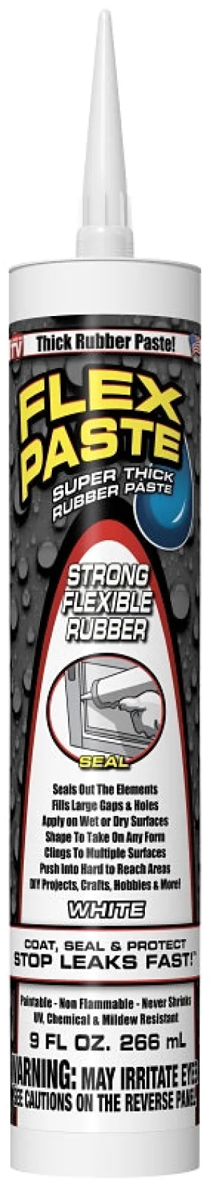 Flex Paste PFSWHTR10 Rubberized Adhesive, White, 9 oz, Cartridge :EA: QUANTITY: 1