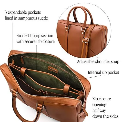 Gainsborough Leather 15" Laptop Bag - Tan