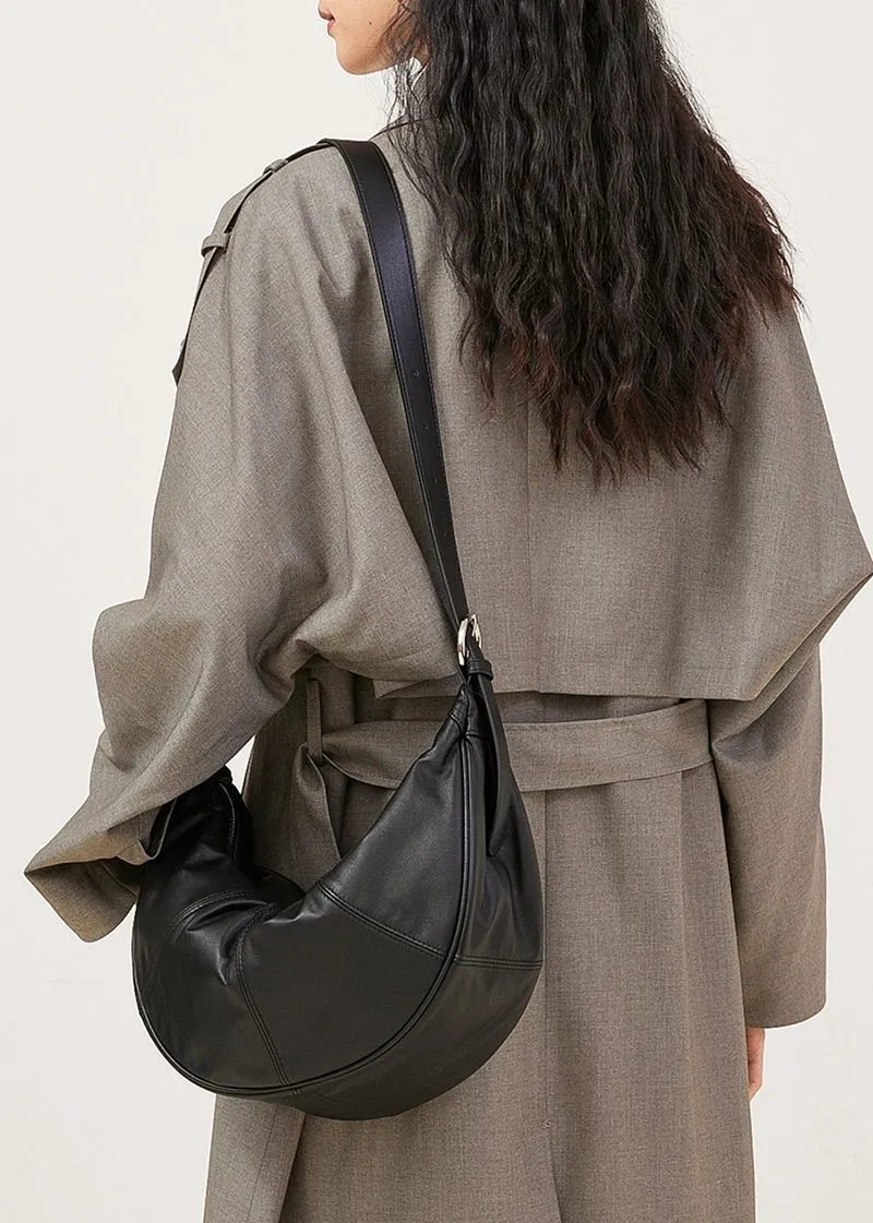 Genuine Leather Buckle Strap Shoulder Hobo Bag