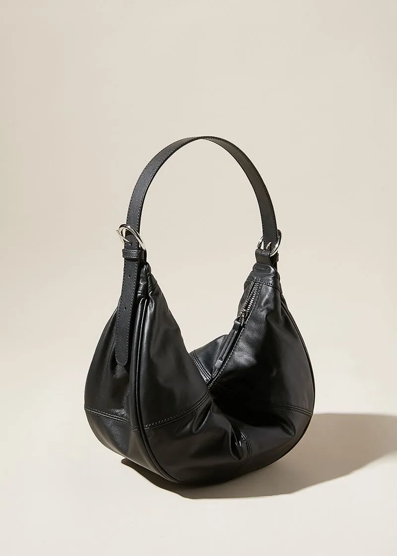 Genuine Leather Buckle Strap Shoulder Hobo Bag