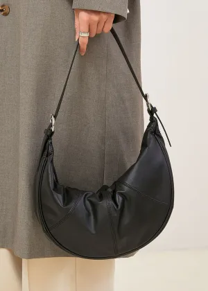 Genuine Leather Buckle Strap Shoulder Hobo Bag