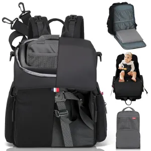 GillyGro Diaper Bag Backpack Set with In-built Booster, Roll-out Changing Pad, Organizer Insert, Extra Shoulder Strap | Unisex Gift for Mom Dad Girl Boy