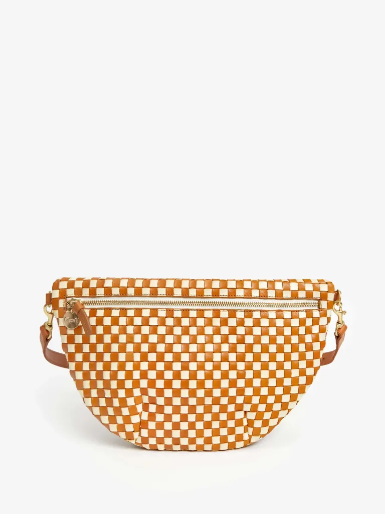 Grande Fanny Pack in Natural/Cream Woven Checker