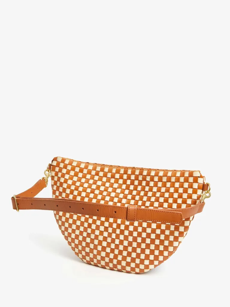 Grande Fanny Pack in Natural/Cream Woven Checker