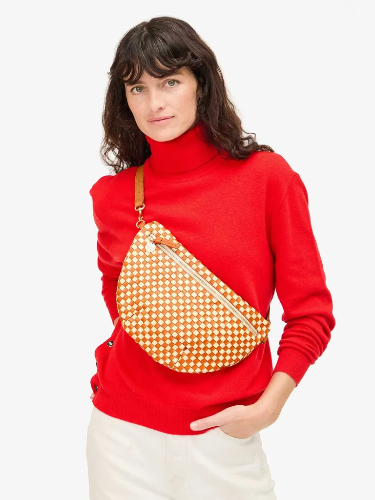 Grande Fanny Pack in Natural/Cream Woven Checker