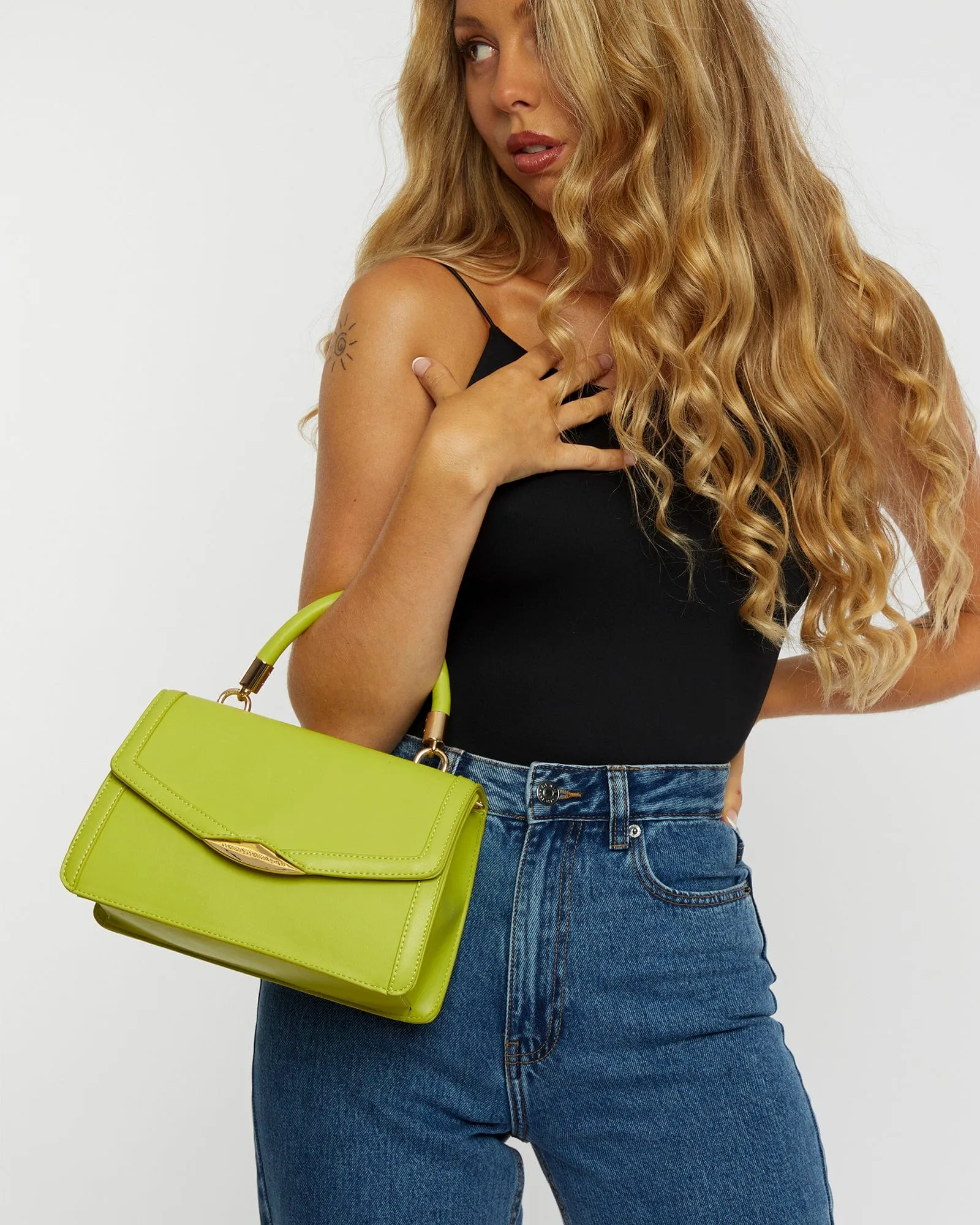 Green Monique Top Handle Mini Bag