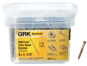 GRK Fasteners 116724 Finishing Screw, #8 Thread, 1-1/2 in L, Trim Head, Star Drive, Steel, 600 PK :PK600: QUANTITY: 1