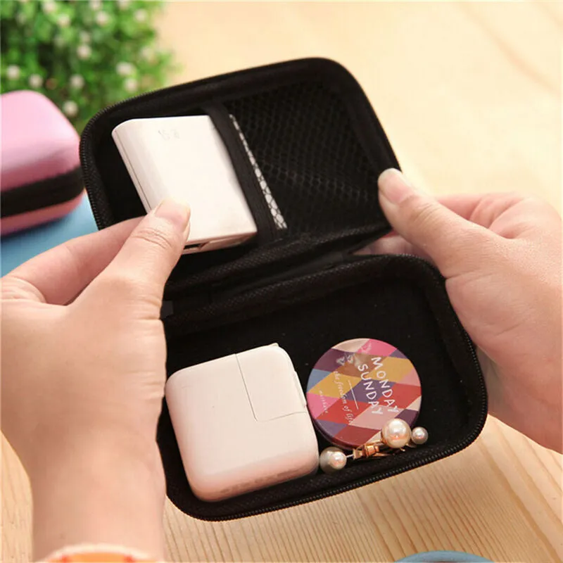 Headphones Storage Box USB Hard Case Earphone Bag