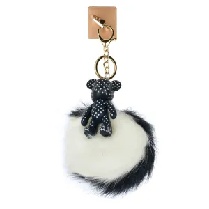 iOrigin Ring Grip and Kick Stand   Two-Toned Furry Ball Key Chain with Bear for Mobile Phones & Tablets