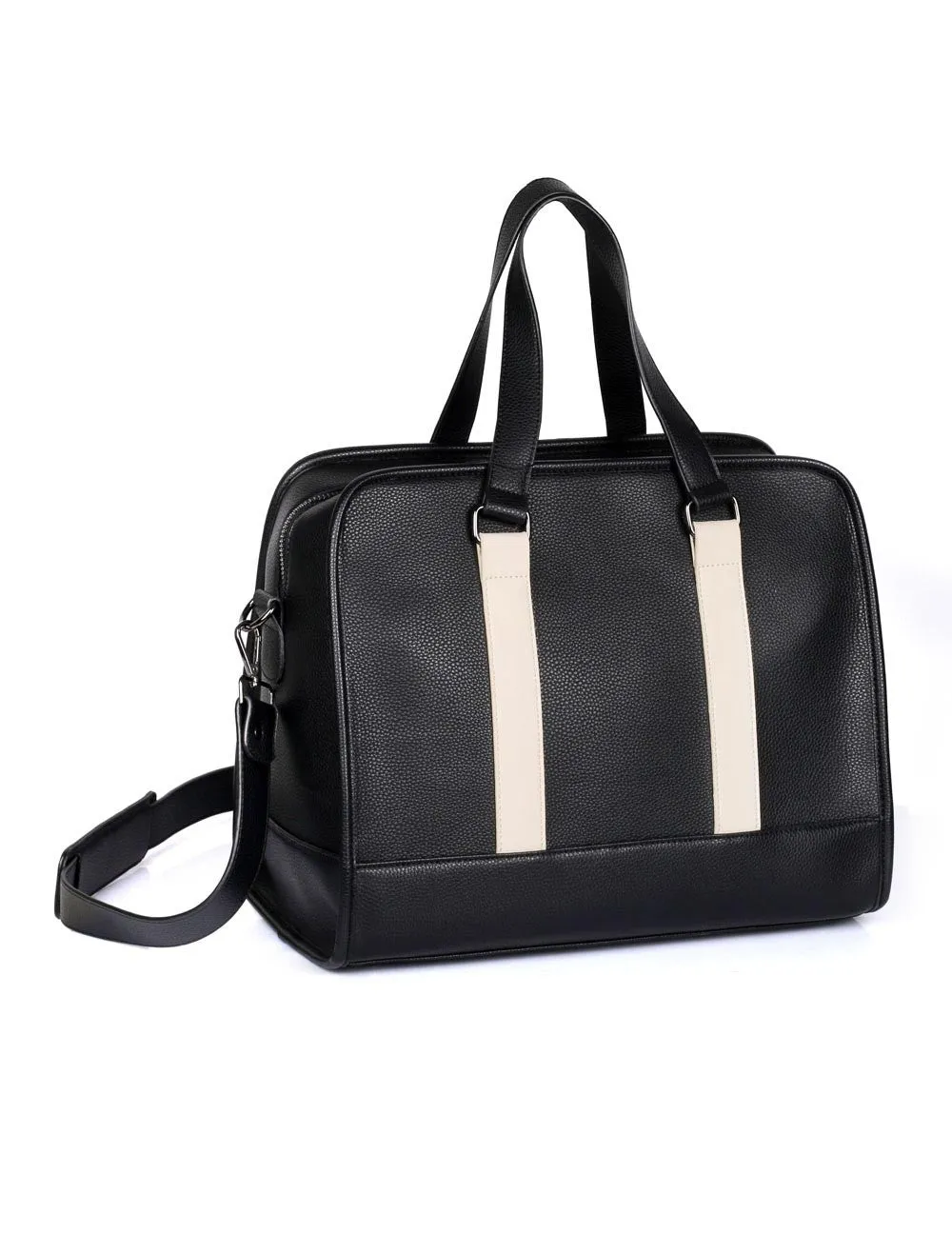 Karla Hanson Men's Professional & Travel Duffel Bag Black White Stripe