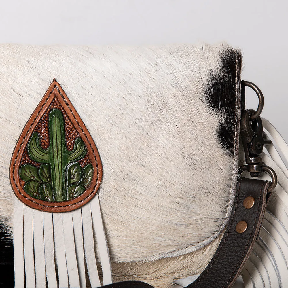 KBG165 - KBG165 -CROSS BODY Hand Tooled Saddle Leather with Cowhide Leather and Upcycled Canvas Ladi