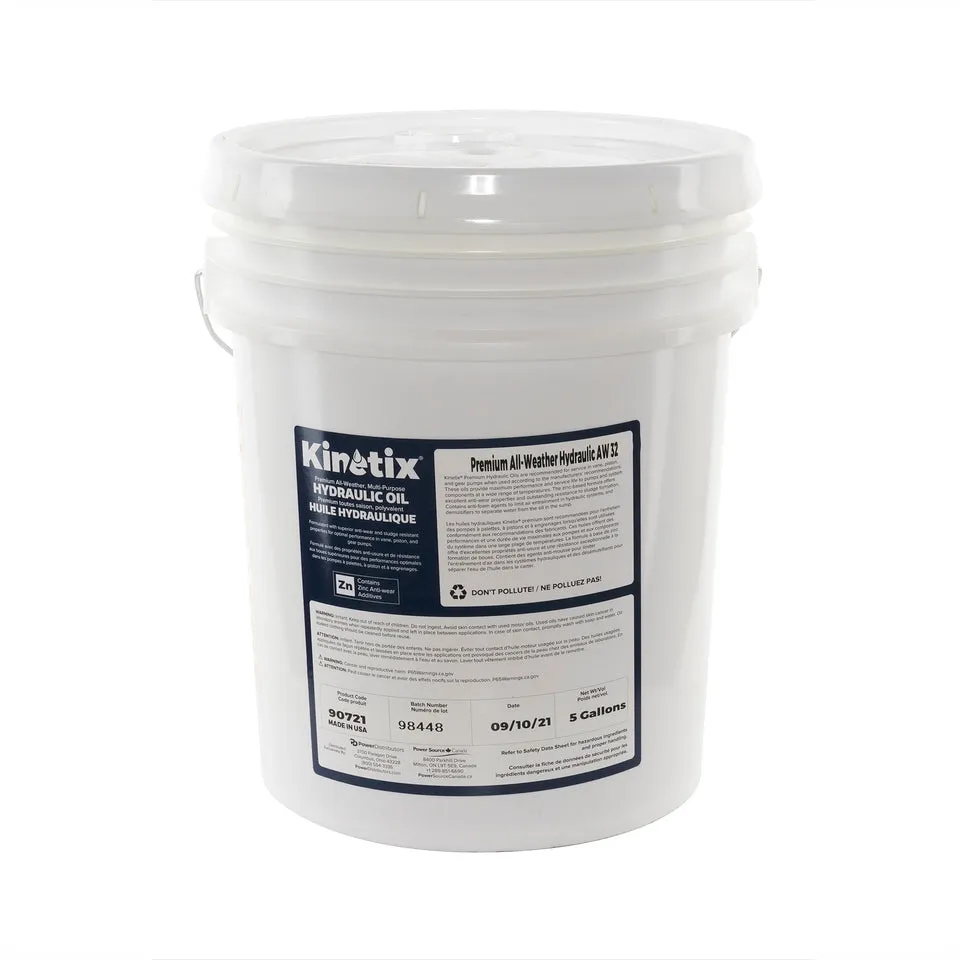 Kinetix - 80071 - AW32 Hydraulic Fluid, 5 Gallon Pail