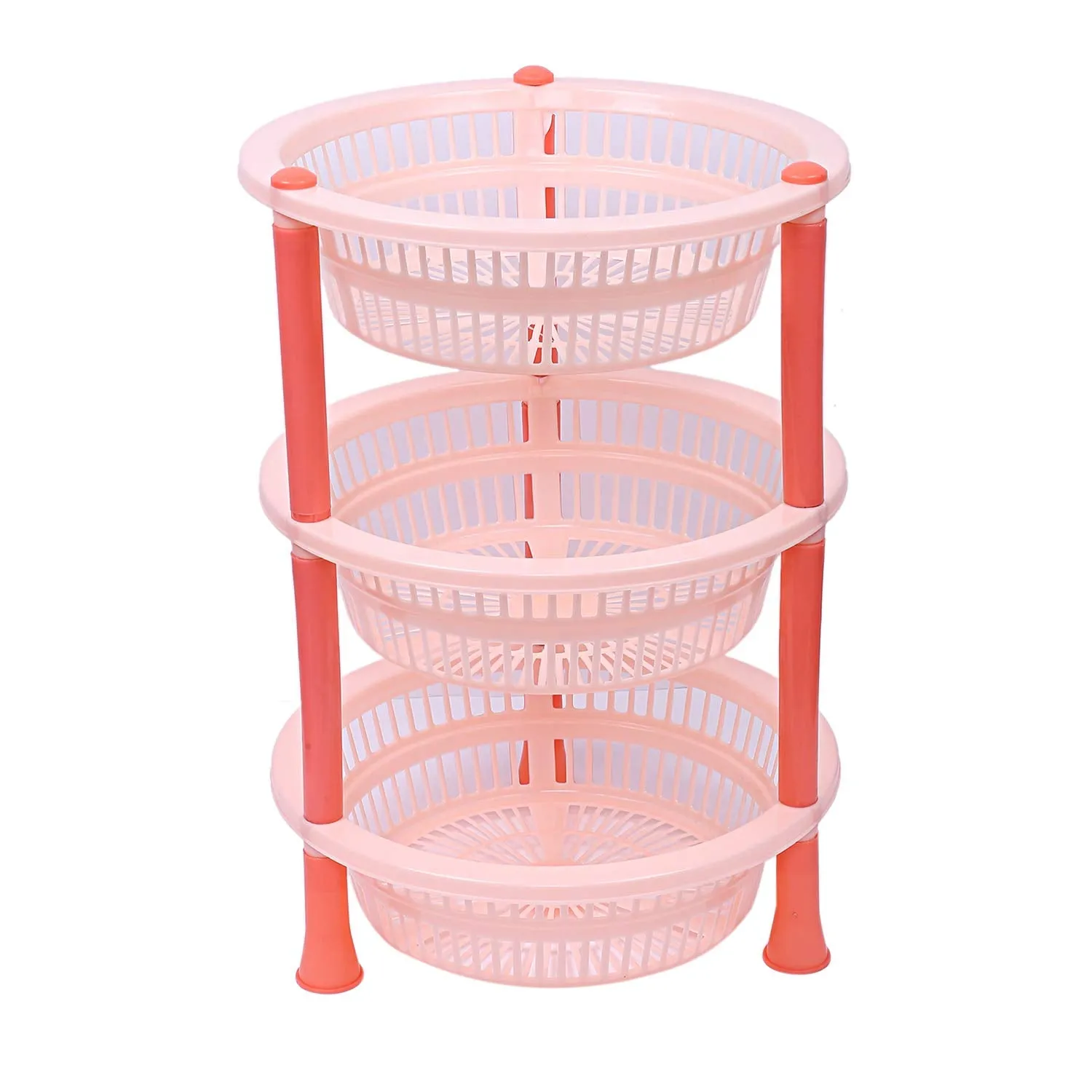 Kuber industries Plastic 2 Pieces 3 Layer Multi-Purpose Kitchen Storage Basket Rack (Beige)-CTKTC13197