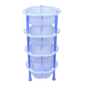 Kuber industries Plastic 4 Layer Multi-Purpose Kitchen Storage Basket Rack (Blue)-CTKTC13223