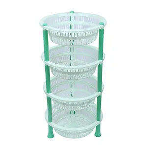 Kuber industries Plastic 4 Layer Multi-Purpose Kitchen Storage Basket Rack (Green)-CTKTC25210