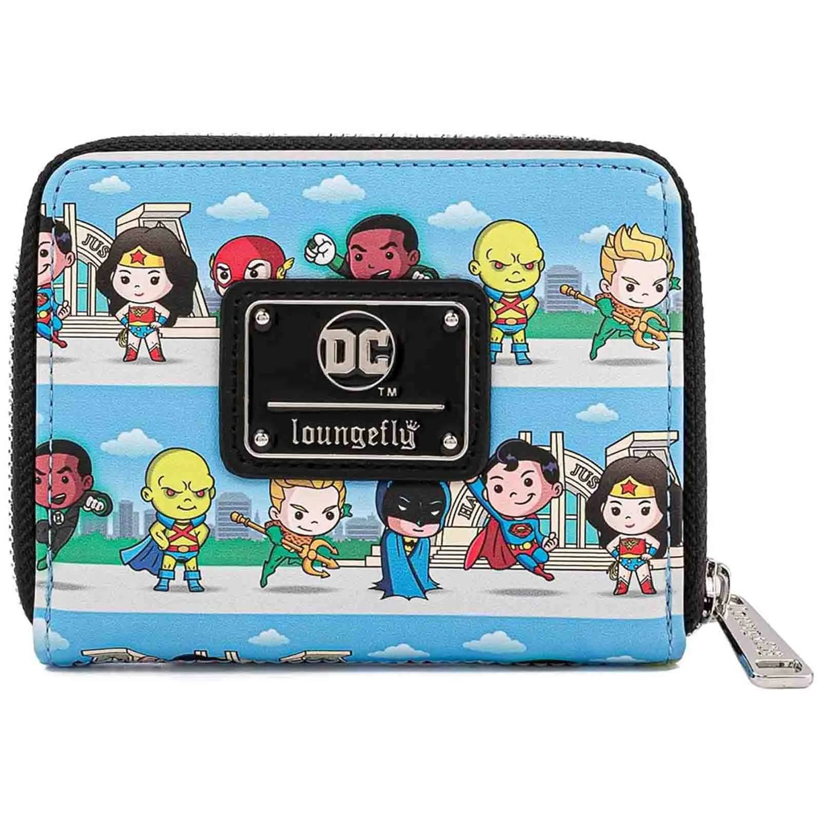 Loungefly DC Superheroes Chibi Lineup Zip Around Wallet