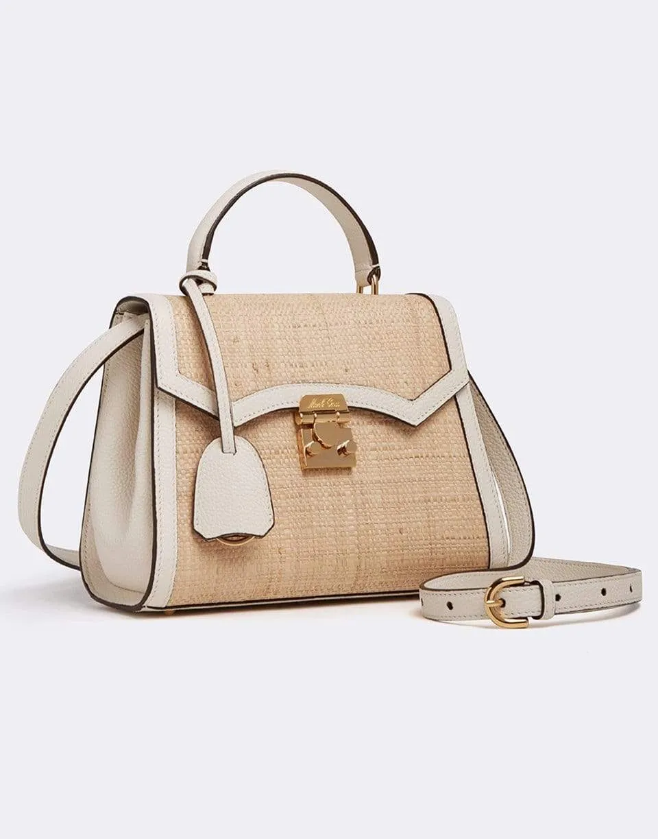 Madeline Mini Lady Raffia and Leather Top Handle Bag