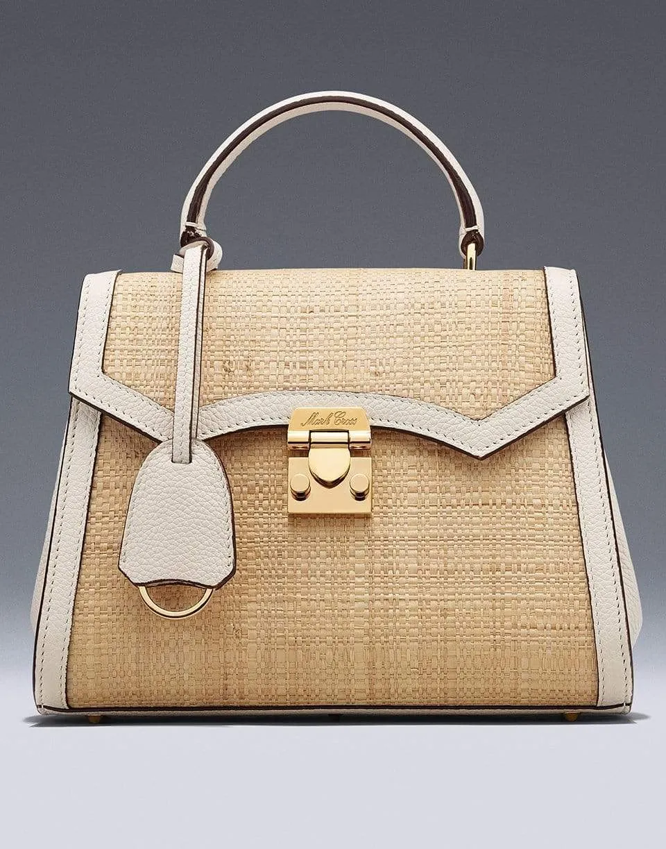 Madeline Mini Lady Raffia and Leather Top Handle Bag