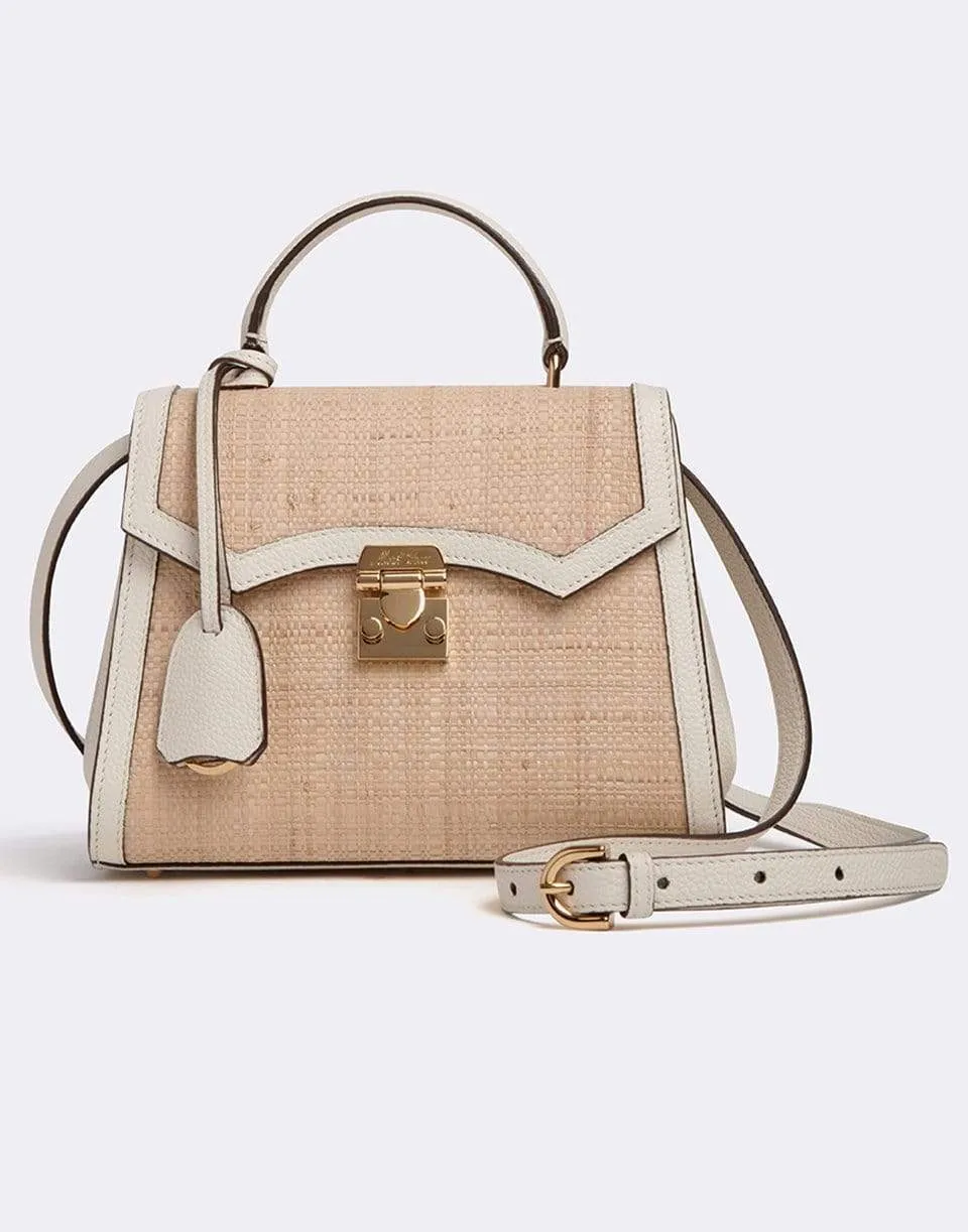 Madeline Mini Lady Raffia and Leather Top Handle Bag