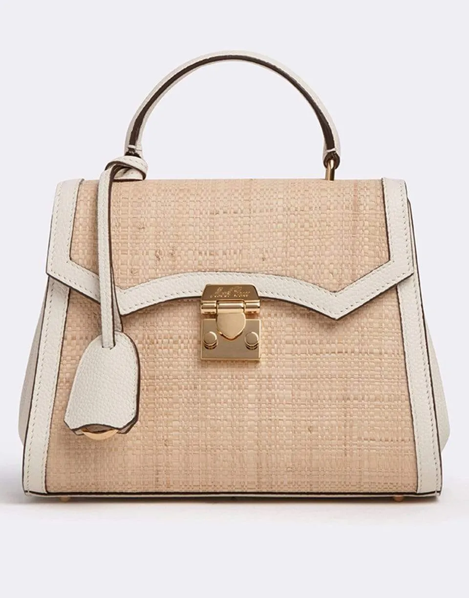 Madeline Mini Lady Raffia and Leather Top Handle Bag