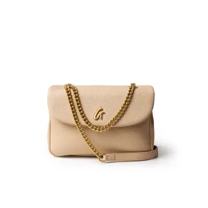 MEDIUM PEBBLE FLAP BAG - NUDE