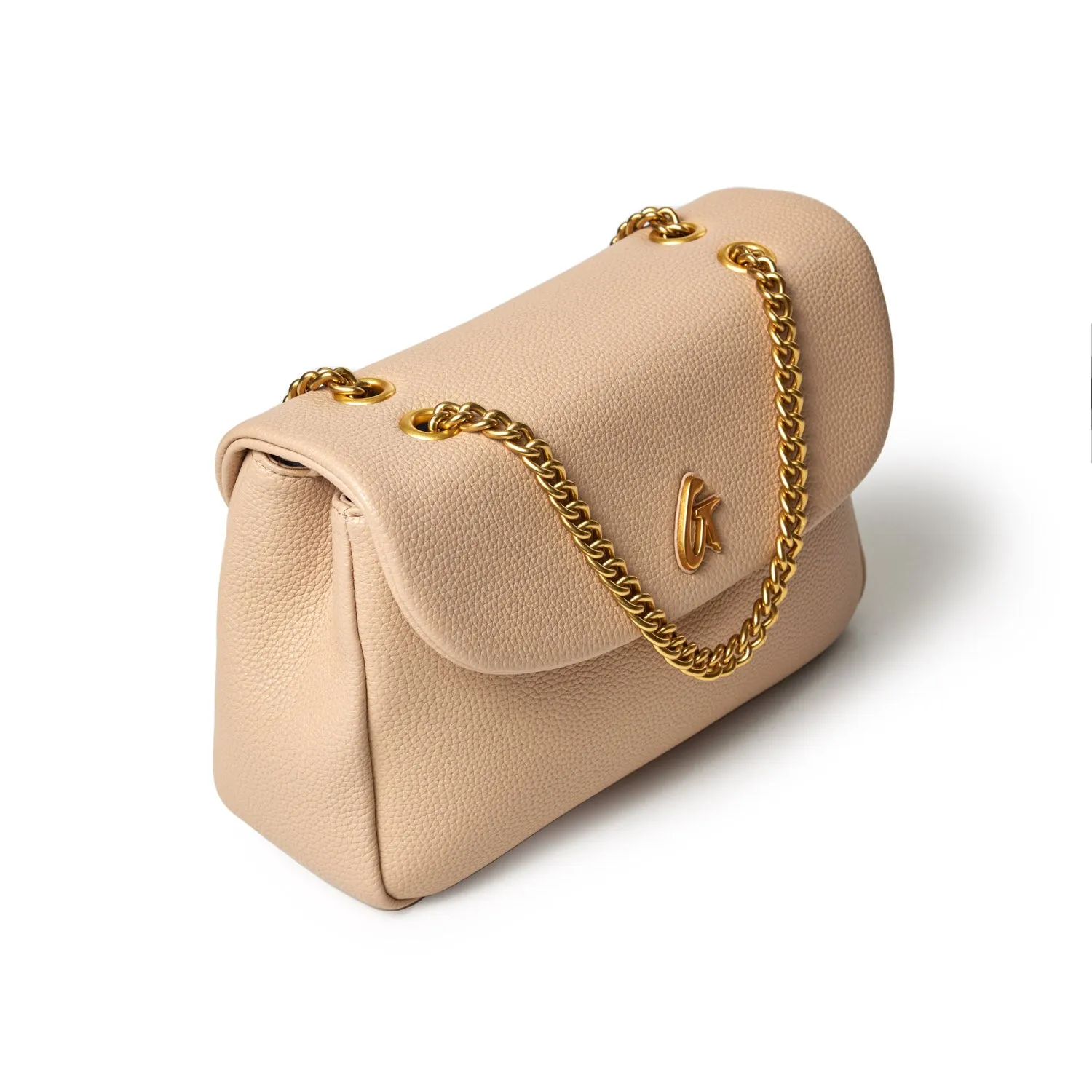 MEDIUM PEBBLE FLAP BAG - NUDE