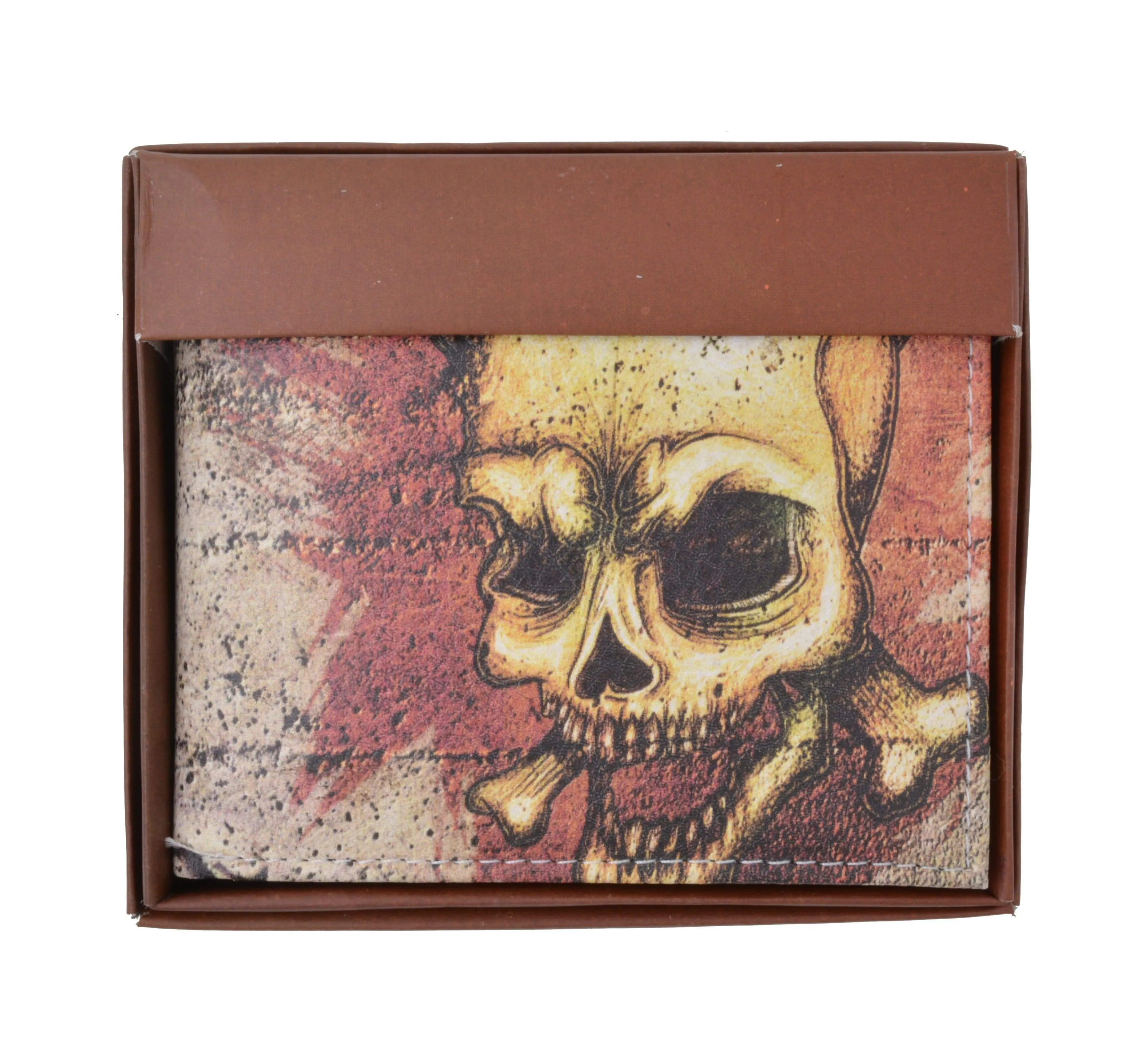 Men's Genuine Leather Bifold Multi Card ID Center Flap Wallet with Graphics 1246