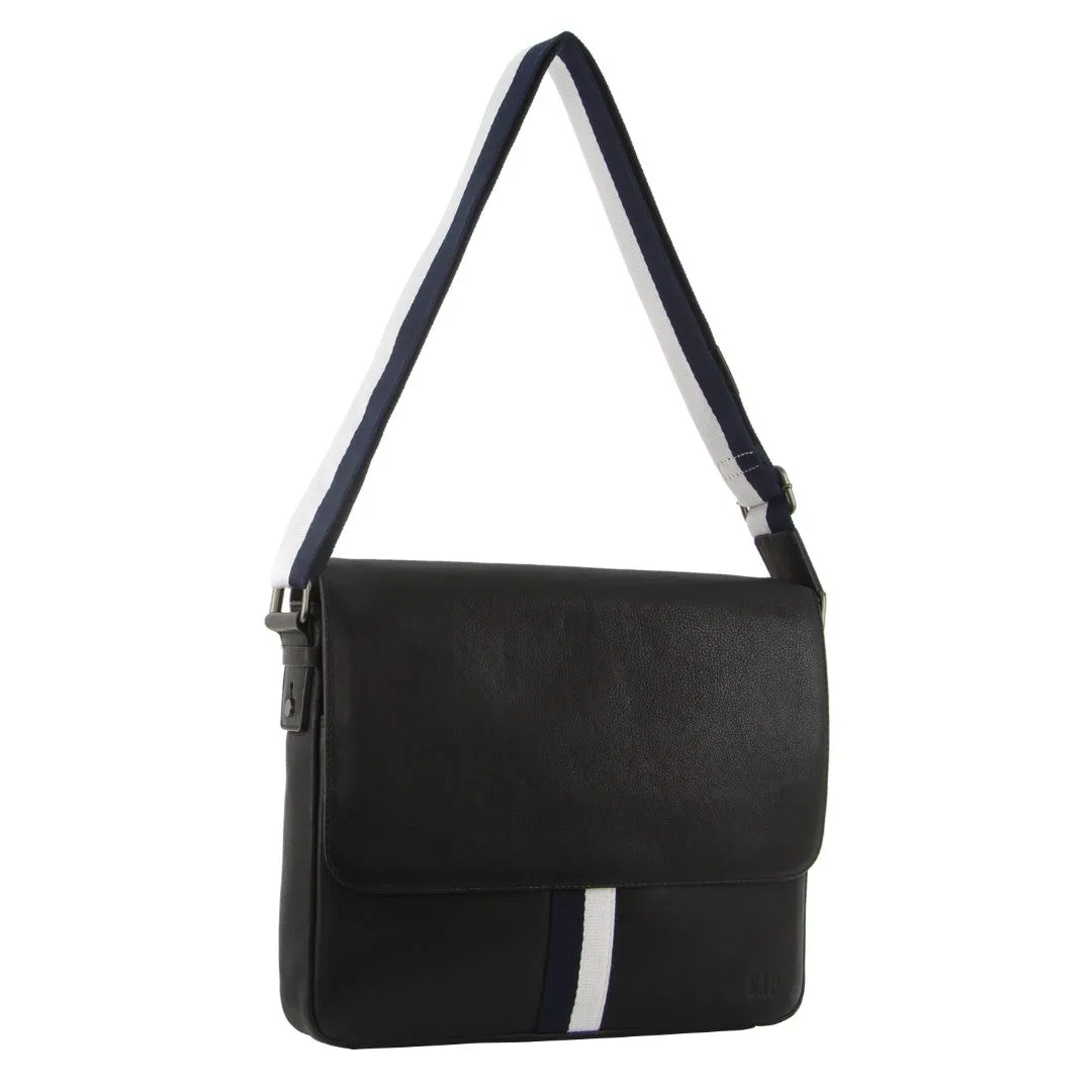 Mens Leather Crossbody Bag - Black