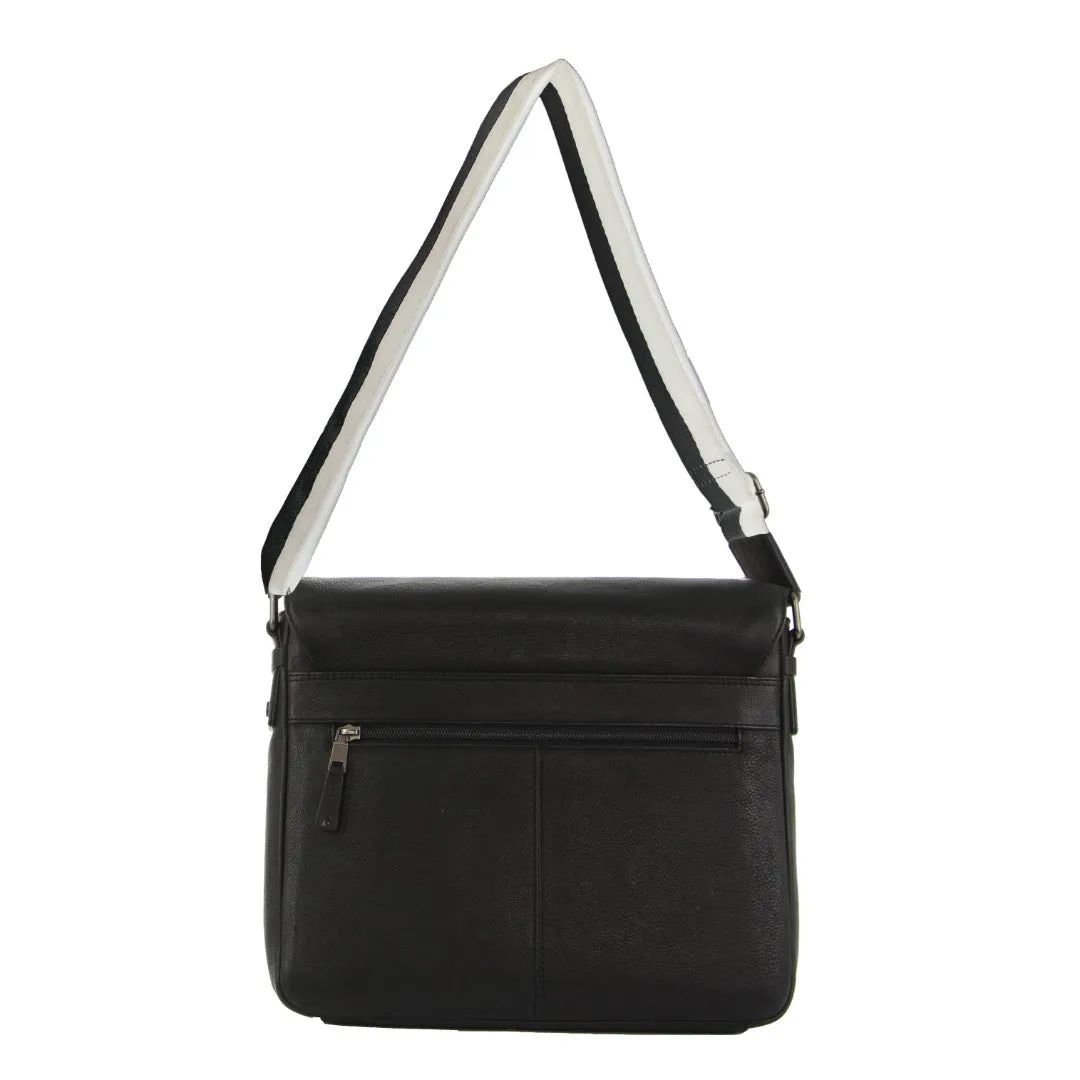 Mens Leather Crossbody Bag - Black