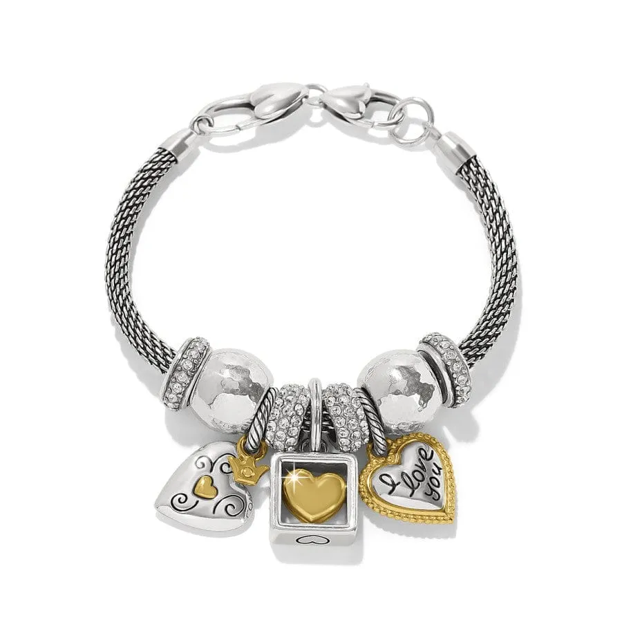 Mixed Metal Heart Charm Bracelet