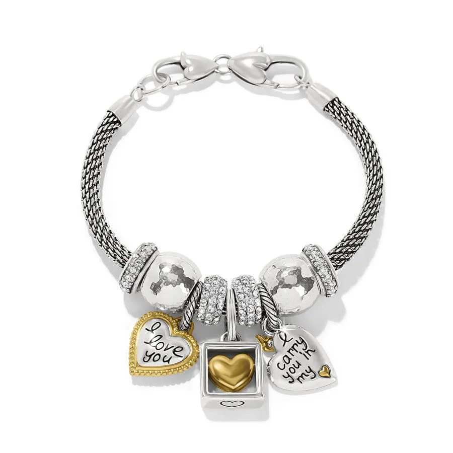 Mixed Metal Heart Charm Bracelet