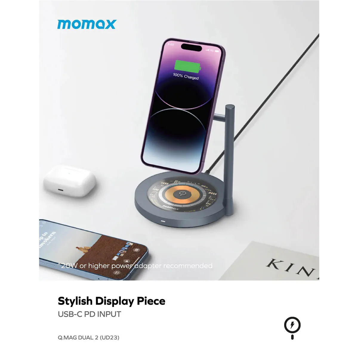 Momax Q.Mag Dual2 15W Dual Magnetic Wireless Charger (UD23)