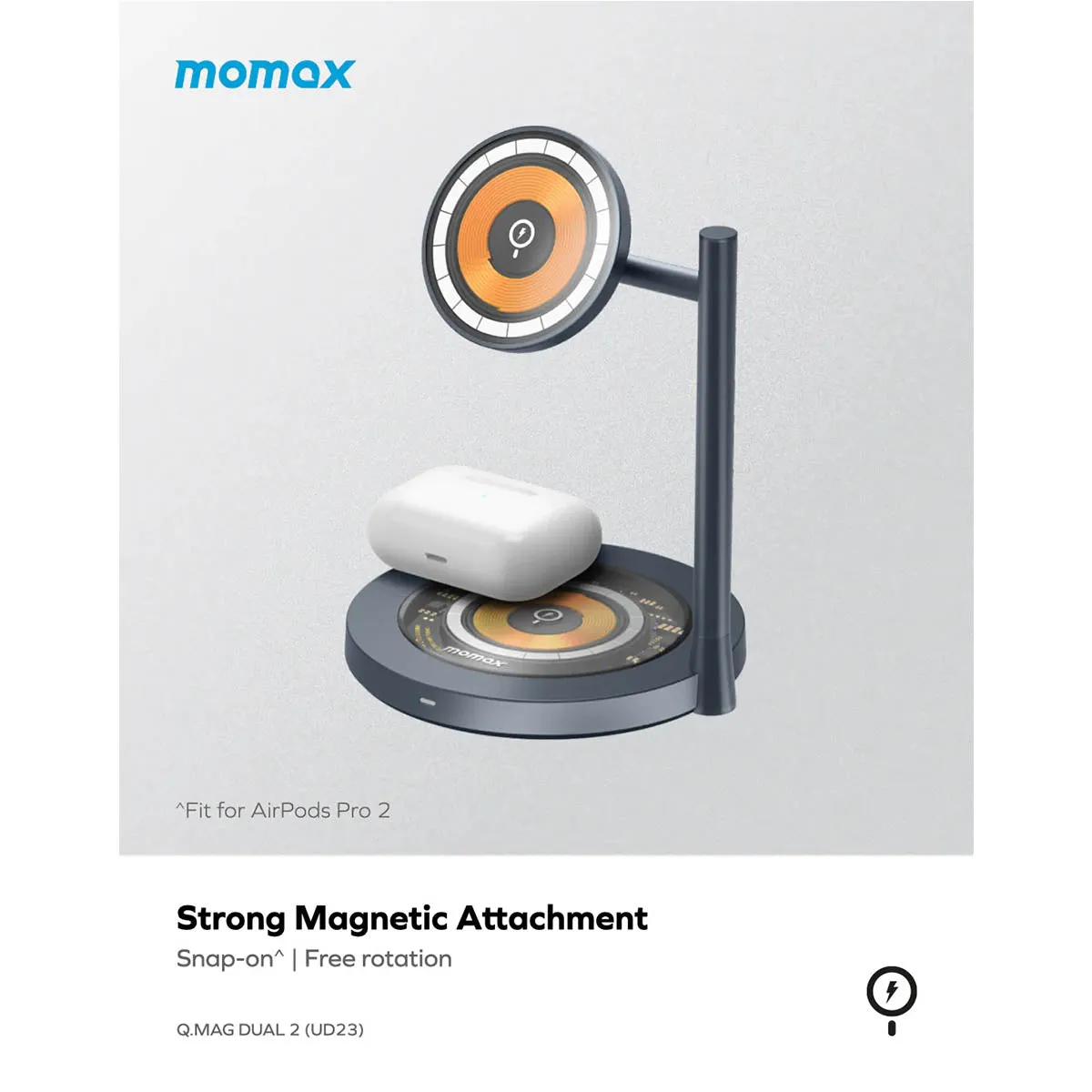 Momax Q.Mag Dual2 15W Dual Magnetic Wireless Charger (UD23)