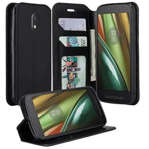 Moto G4 (4th Gen) Case | Moto G4 Plus Case, Pu Leather Magnetic Fold[Kickstand] Wallet Case with ID & Card Slots for Motorola G4/G4 Plus - Black