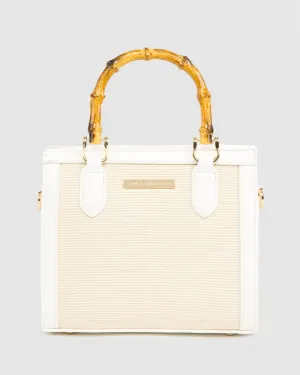 Multi Colour Sia Bamboo Handle Tote Bag