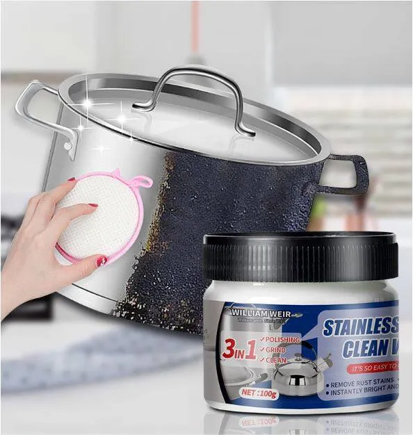 Multi purpose stainless steel cleaning wax